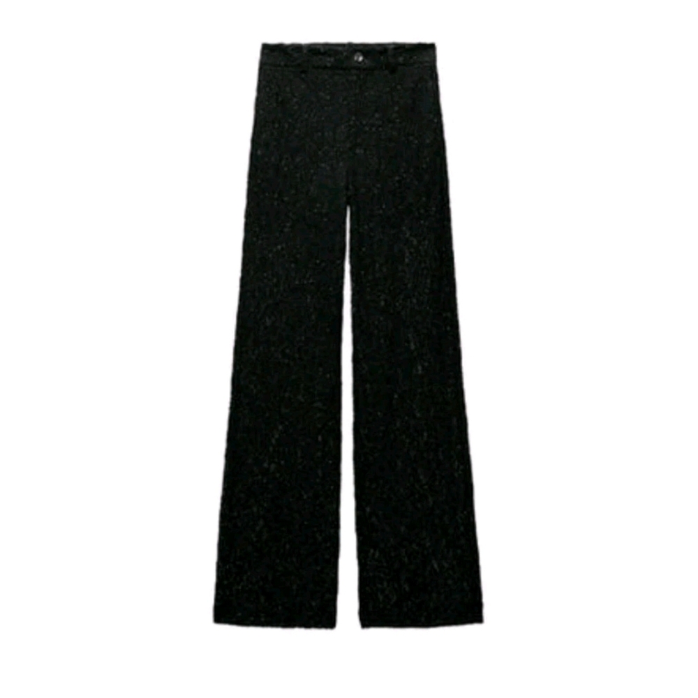 Zara Black Lace Sequin Wide Leg Pants